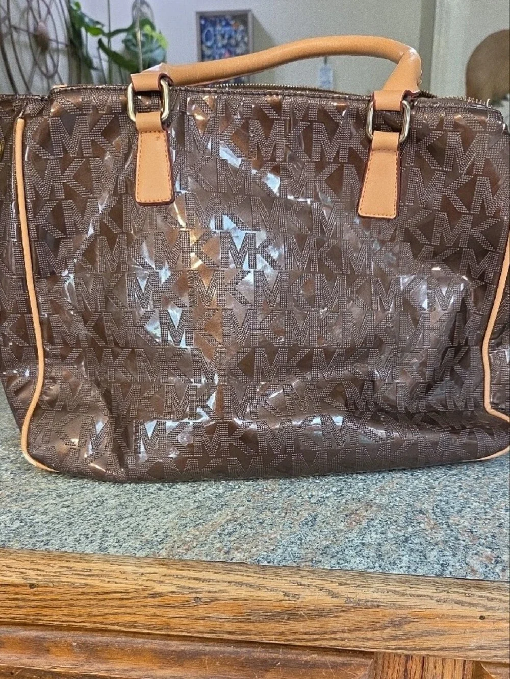 Michael Kors Brown & Tan Logo Satchel
